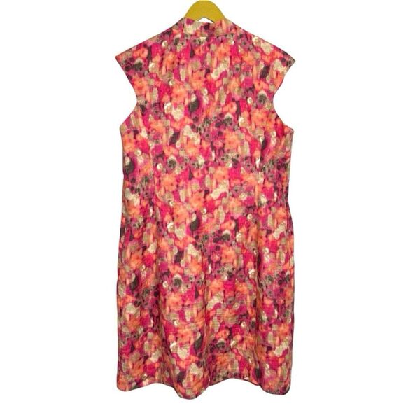 Eliza J Dress Linen Blend Sheath Midi Dress Size 12 Jeweled Embellished Neck - Picture 3 of 8